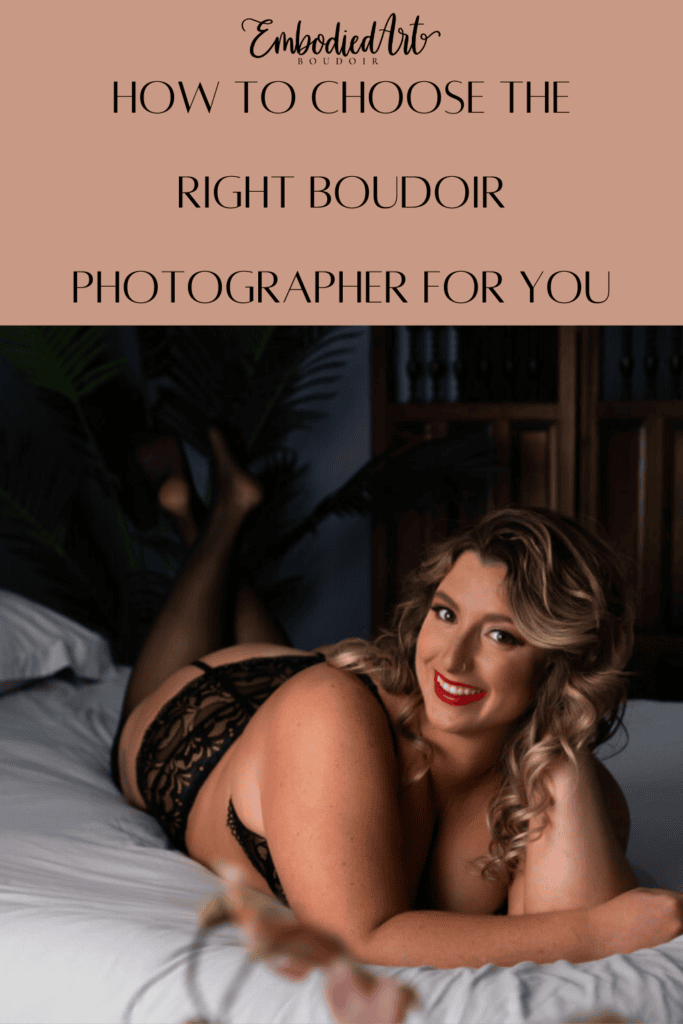 Blonde woman lying on bed smiling at camera, wearing a black bra and panties. Photo by Embodied Art Boudoir. Find Your photographer, boudoir photographer, boudoir photographers, right photographer, choose the right boudoir photographer, female boudoir photographer, boudoir images, classic boudoir, boudoir style, classy boudoir, sensual photography, sensual boudoir, colorado boudoir, denver boudoir, boulder boudoir, colorado springs boudoir, boudoir ideas, the perfect match.