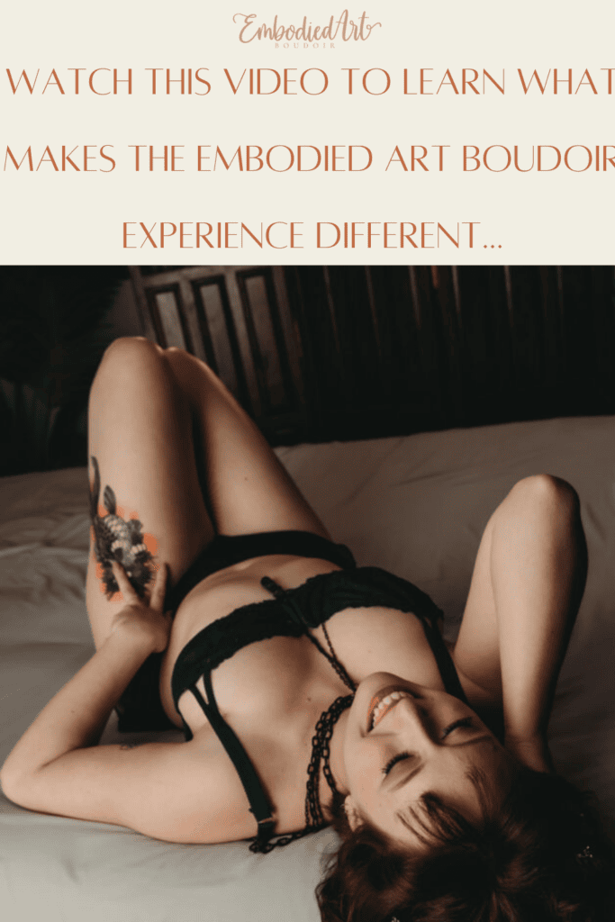 girl lying on bed wearing a black bra and panties. Photo by Embodied Art Boudoir. Youtube, advertisement, boudoir beauty, self-care, self-love, journey and growth, safe space, safe haven, empowerment, empowering boudoir, empower, female strength, growth, colorado boudoir, denver boudoir, boulder boudoir, colorado springs boudoir, boudoir ideas, boudoir poses, boudoir inspiration